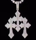 Baguette Moissanite Triple Ornamental Cross Pendant
