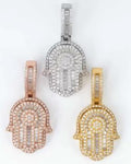 Moissanite Allah Hamsa Hand Pendant