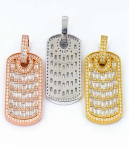 Moissanite Baguette Dog Tag Pendant