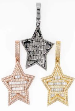 Moissanite Baguette Star Pendant