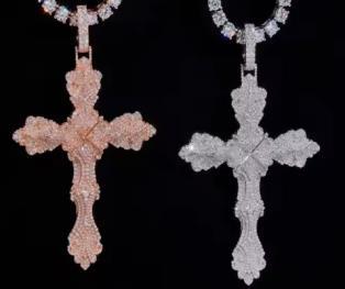 Moissanite Fleur Cross Pendant