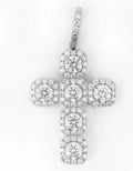 Moissanite Halo Cross Pendant