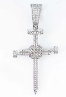 Moissanite Nail Cross Pendant