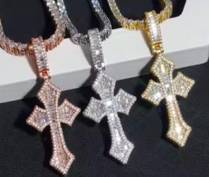 Moissanite Wrapped Cross Pendant